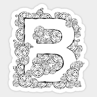 Letter B with Vintage Swirl Art Sticker